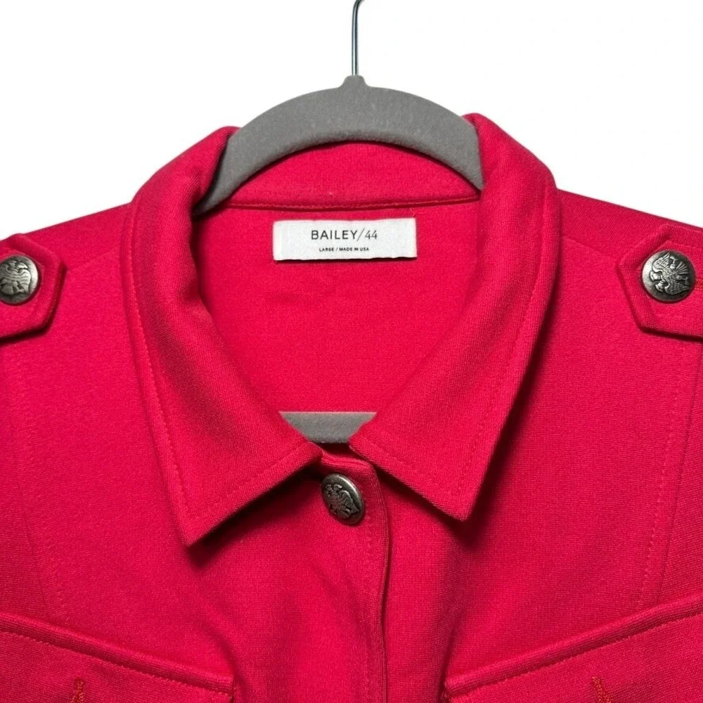 Bailey 44 Women's Military Style Blazer Jacket Lg Red Utility Button Made In USA